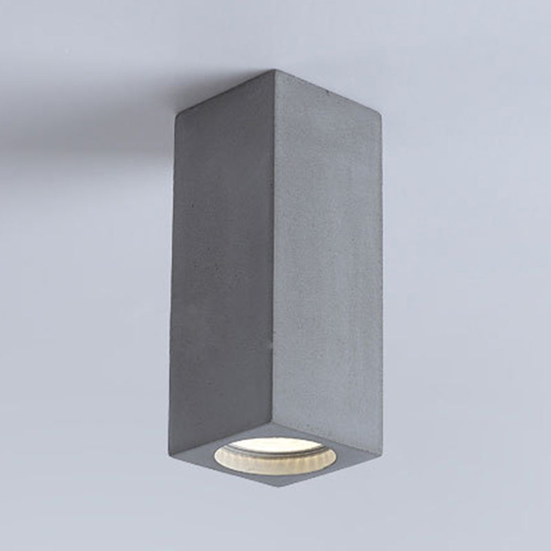 Modern Rectangle Shape Ceiling Light with Cement Shade for Living Room