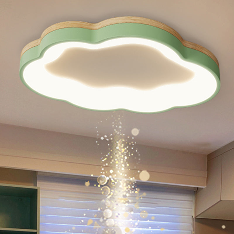 Macaron Style Ceiling Mount Light 1-Light Cloud Shape LED with Acrylic Shade for Bedroom