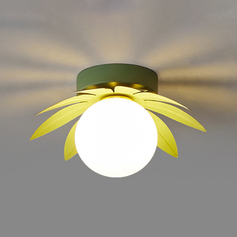 1-Light Ceiling Mount Light Modern Style with Glass Shade for Aisle