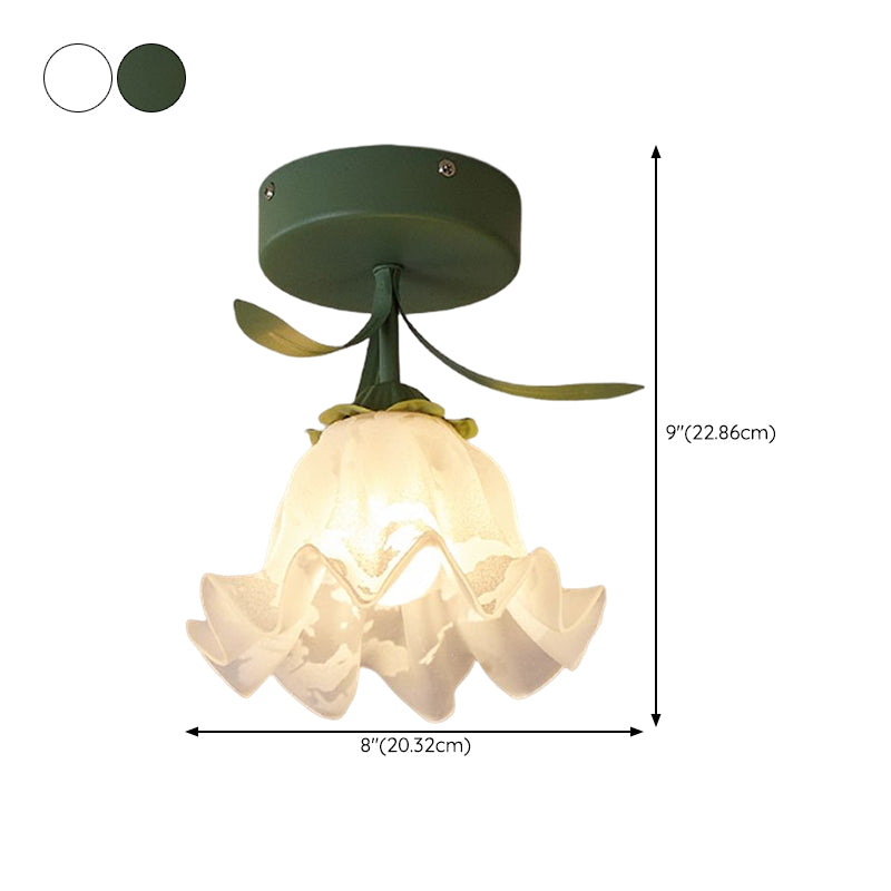 1-Light Ceiling Mount Light Modern Style with Glass Shade for Aisle