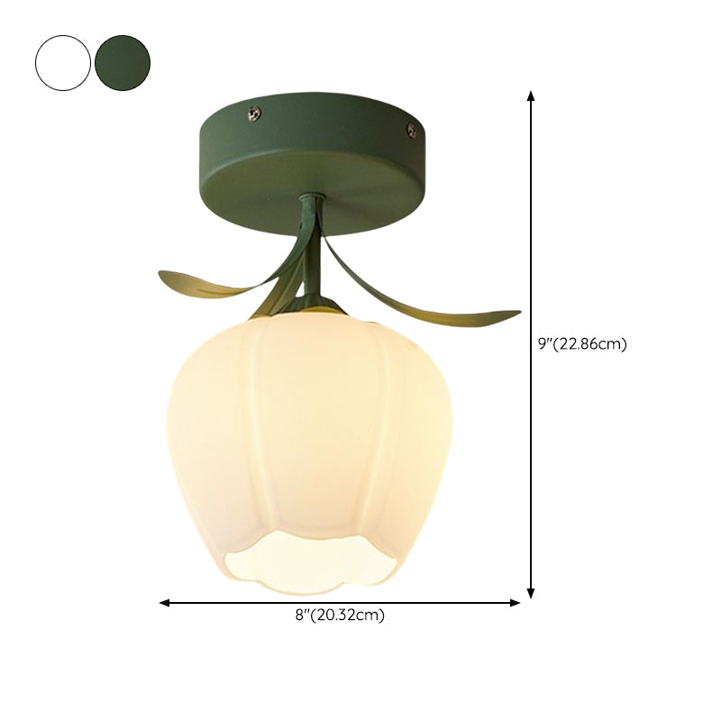 1-Light Ceiling Mount Light Modern Style with Glass Shade for Aisle