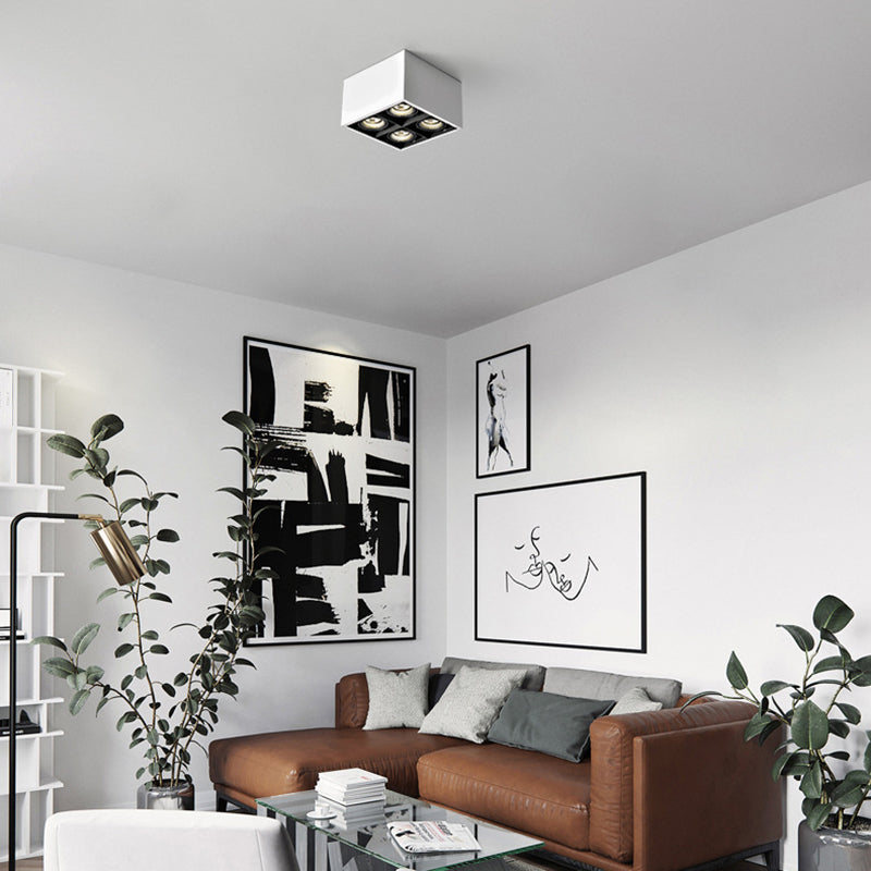 Contemporary Square Shape Ceiling Light with Aluminum Shade for Living Room