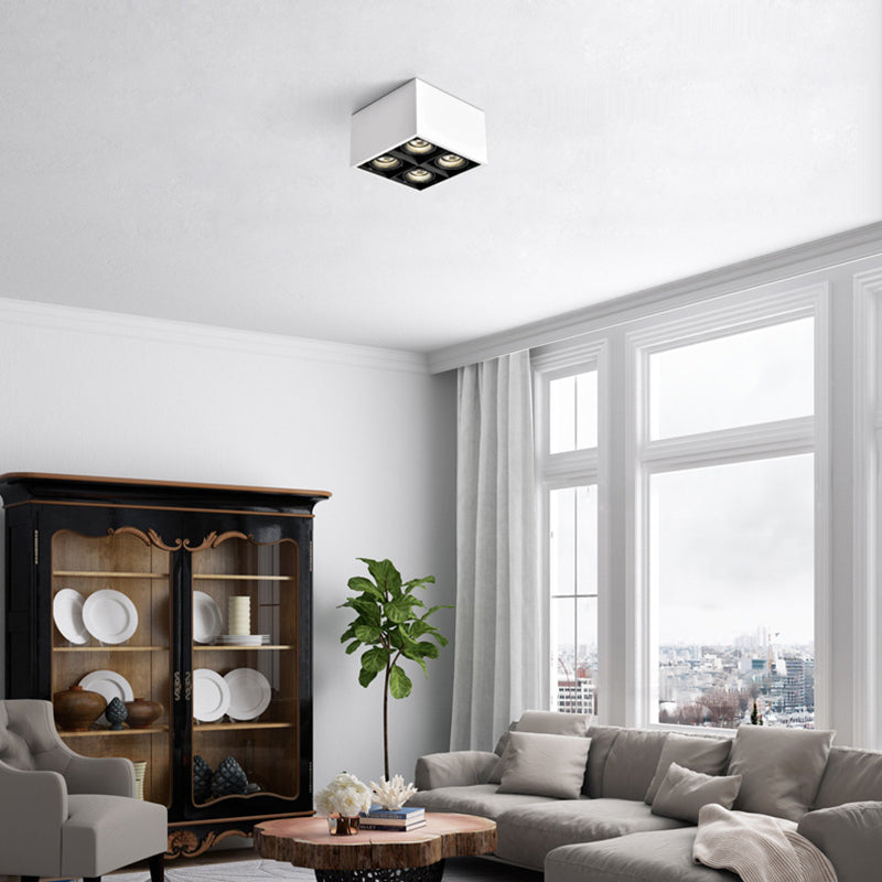 Contemporary Square Shape Ceiling Light with Aluminum Shade for Living Room