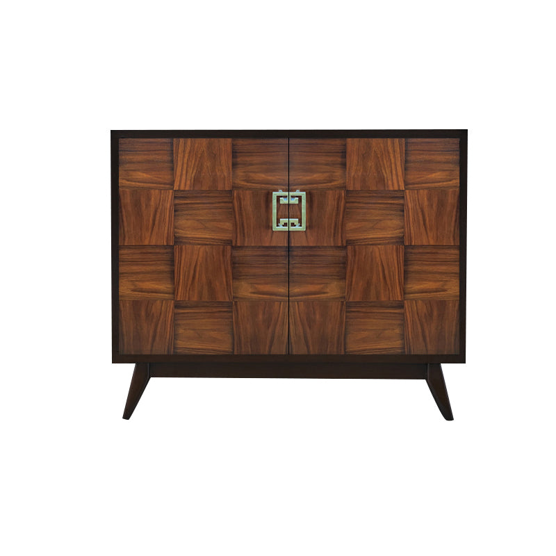 Glam Style Adjustable Shelving Credenza Solid Wood Buffet Sideboard with Doors