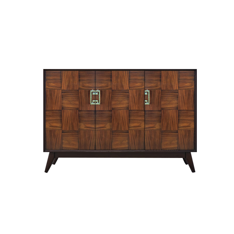 Glam Style Adjustable Shelving Credenza Solid Wood Buffet Sideboard with Doors