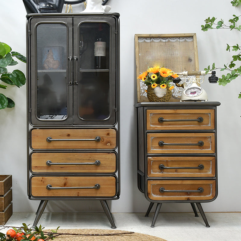 Traditional Solid Wood Display Cabinet in Brown for Dining Room