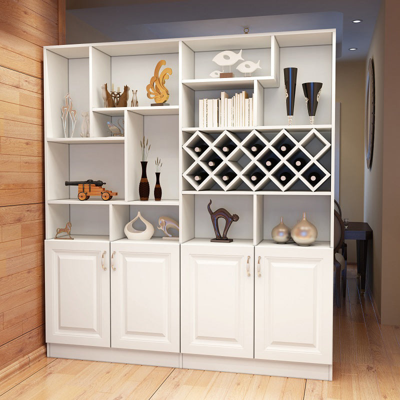 White Manufactured Wood Kitchen Wine Holder with Storage Cabinet