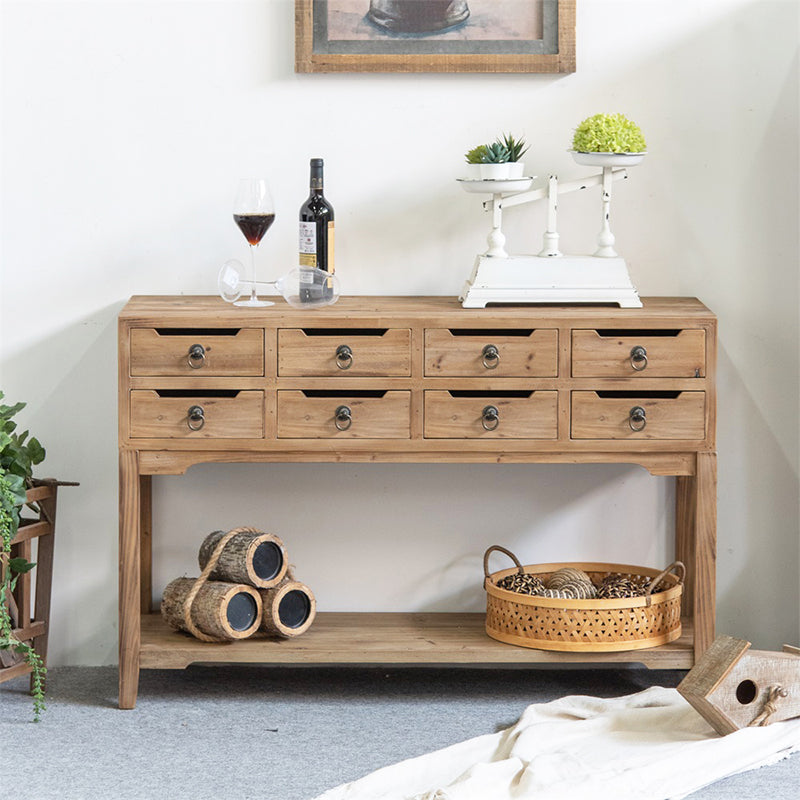 Traditional Solid Wood Display Cabinet in Nature for Living Room