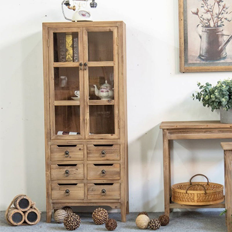 Traditional Solid Wood Display Cabinet in Nature for Living Room