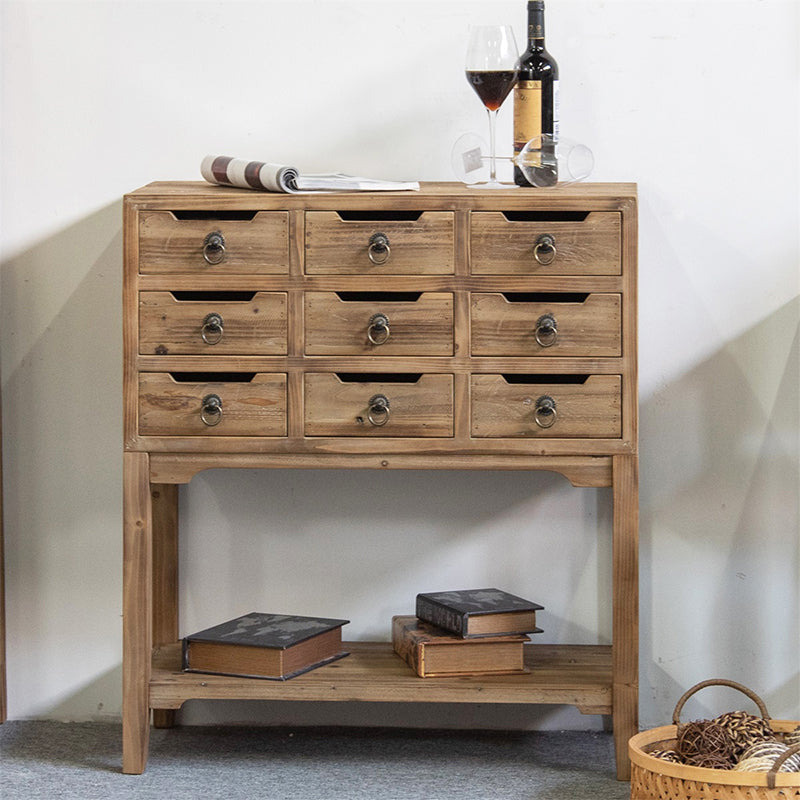 Traditional Solid Wood Display Cabinet in Nature for Living Room