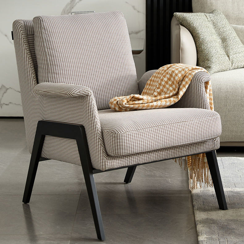 Mid-Century Modern Accent Armchair in Linen Blend/Faux Leather