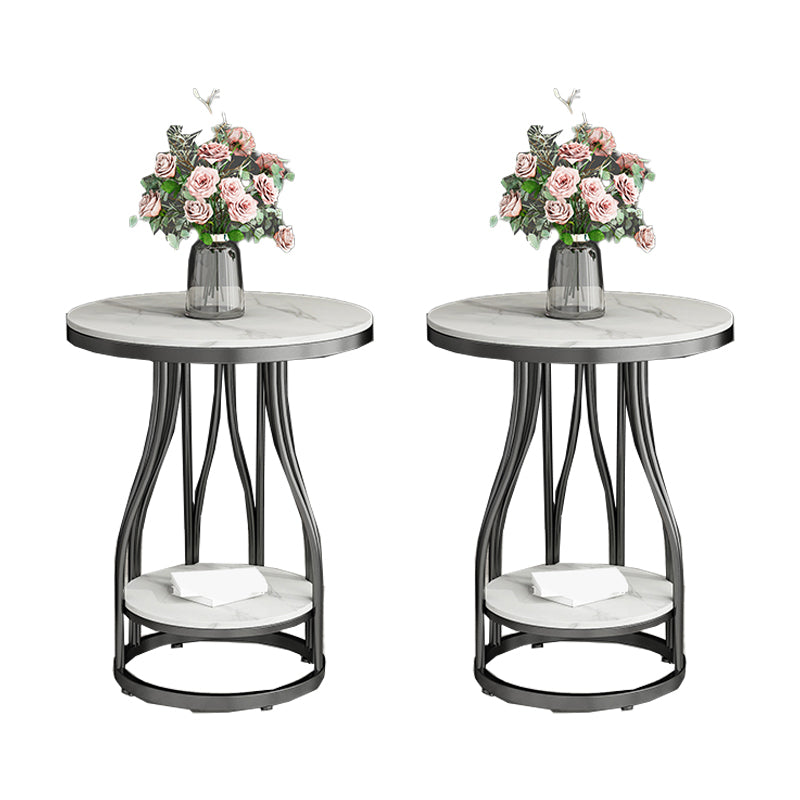 24.8" Tall Round Side Accent Table Metal Frame Nesting End Table