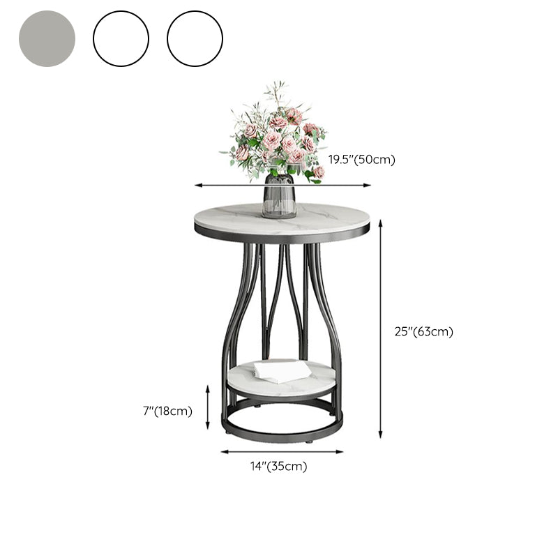 24.8" Tall Round Side Accent Table Metal Frame Nesting End Table