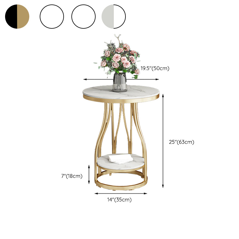 24.8" Tall Round Side Accent Table Metal Frame Nesting End Table