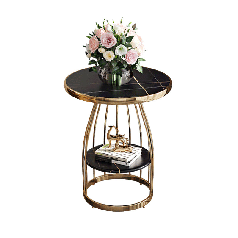 23.6" Tall Round End Table 2-Tier Metal Accent Side Table for Living Room