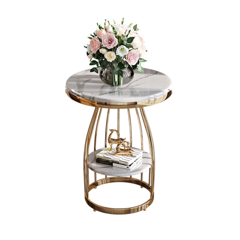 23.6" Tall Round End Table 2-Tier Metal Accent Side Table for Living Room