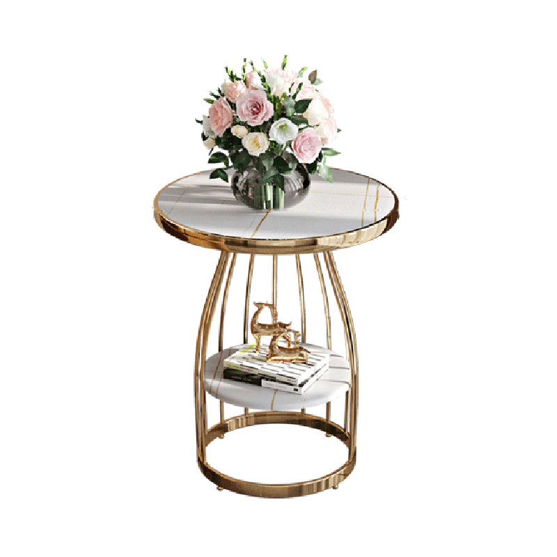 23.6" Tall Round End Table 2-Tier Metal Accent Side Table for Living Room