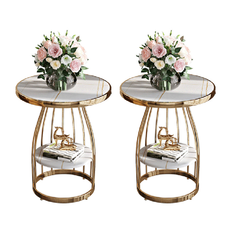 23.6" Tall Round End Table 2-Tier Metal Accent Side Table for Living Room