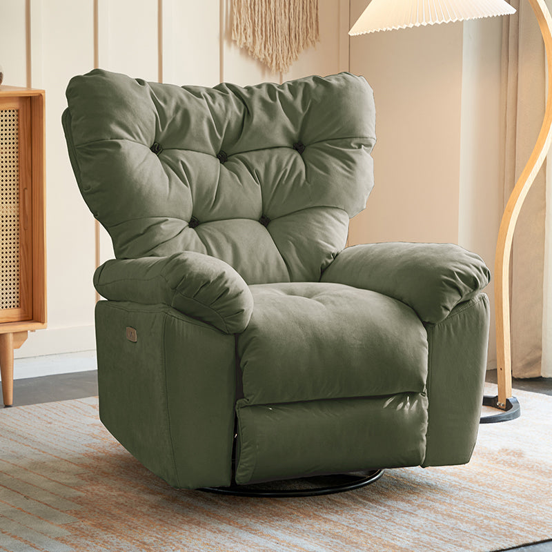 Contemporary Swivel Rocker Standard Recliner in Microsuede Recliner Chair