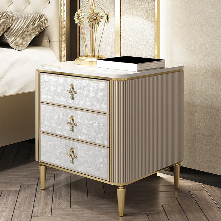 Glam Drawers Included Accent Table Nightstand 24" Tall with Legs