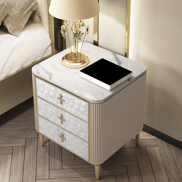 Glam Drawers Included Accent Table Nightstand 24" Tall with Legs