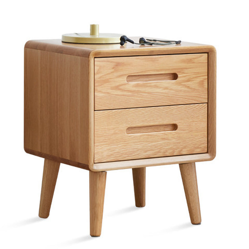 Scandinavian Wooden Accent Table Nightstand 20" Tall with 2 Drawers