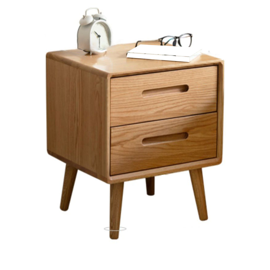 Scandinavian Wooden Accent Table Nightstand 20" Tall with 2 Drawers