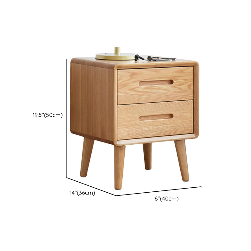 Scandinavian Wooden Accent Table Nightstand 20" Tall with 2 Drawers