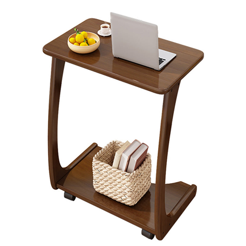 Rectangular Office Desk Wood Modern Writing Desk with Caster Wheels