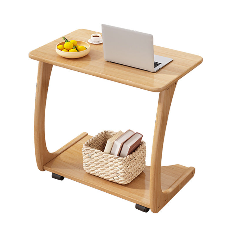 Rectangular Office Desk Wood Modern Writing Desk with Caster Wheels