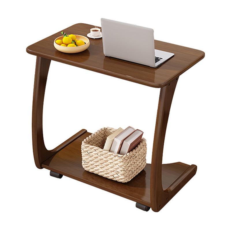 Rectangular Office Desk Wood Modern Writing Desk with Caster Wheels