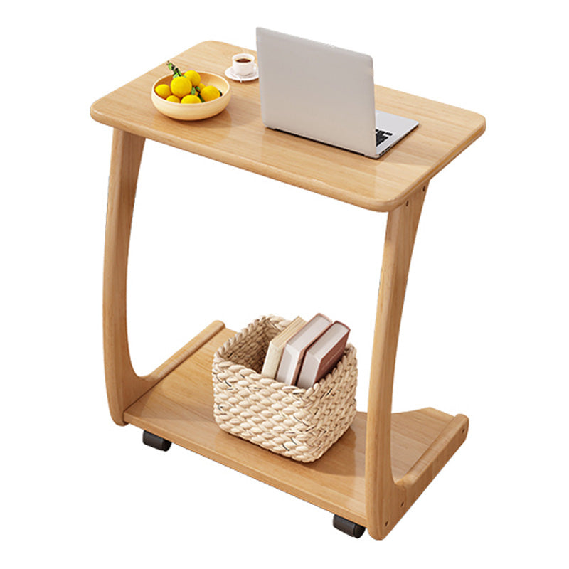 Rectangular Office Desk Wood Modern Writing Desk with Caster Wheels