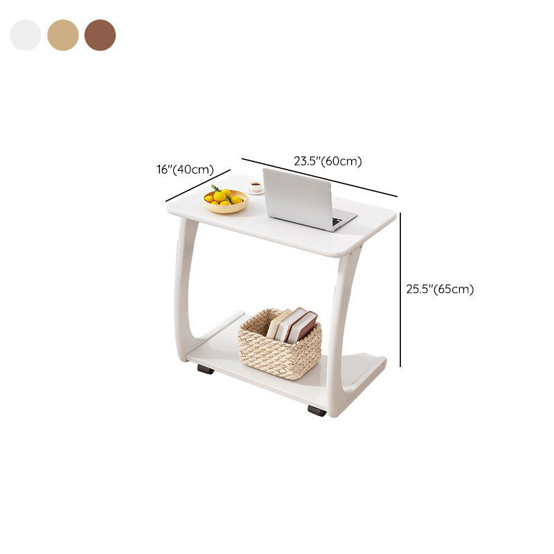 Rectangular Office Desk Wood Modern Writing Desk with Caster Wheels