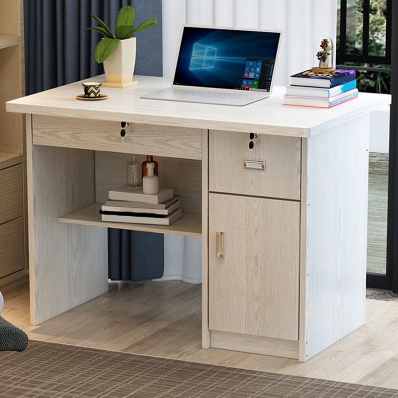 Engineered Wood Industrial Writing Desk Rectangular Office Desk with Drawers