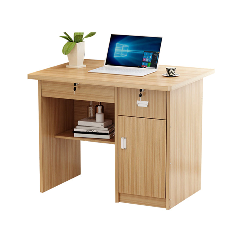 Engineered Wood Industrial Writing Desk Rectangular Office Desk with Drawers