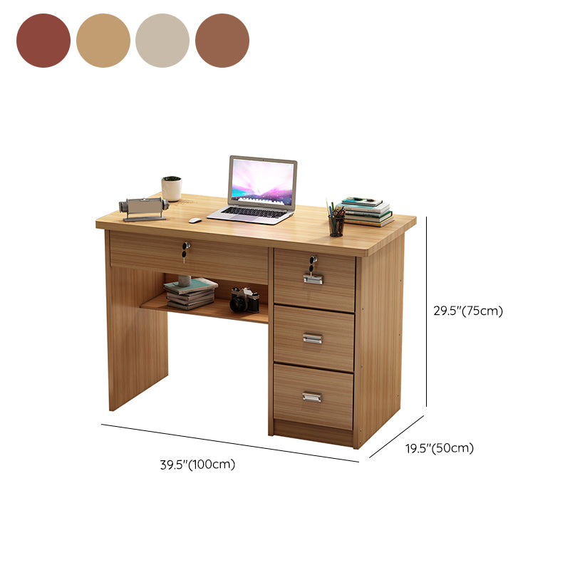 Engineered Wood Industrial Writing Desk Rectangular Office Desk with Drawers