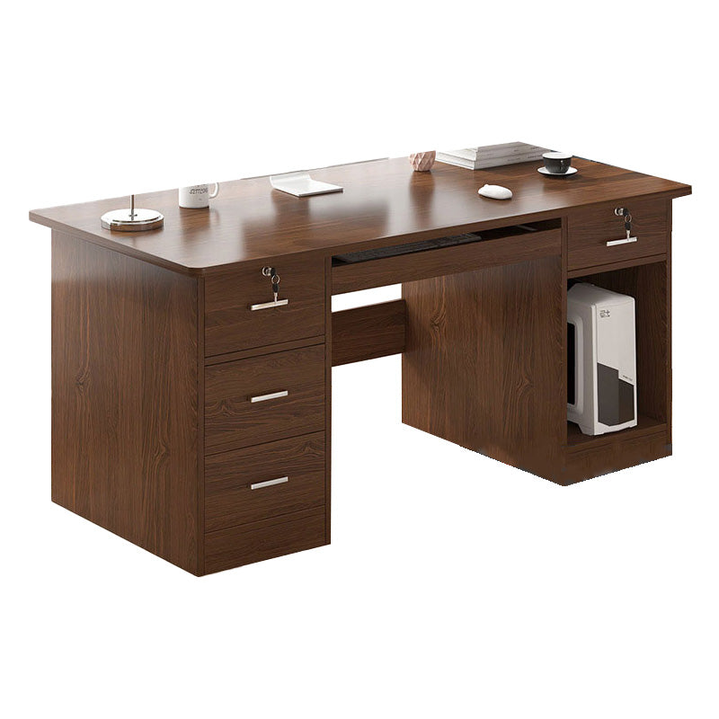 Modern Style Brown Office Desk Wooden Writing Desk with Drawers for Bedroom