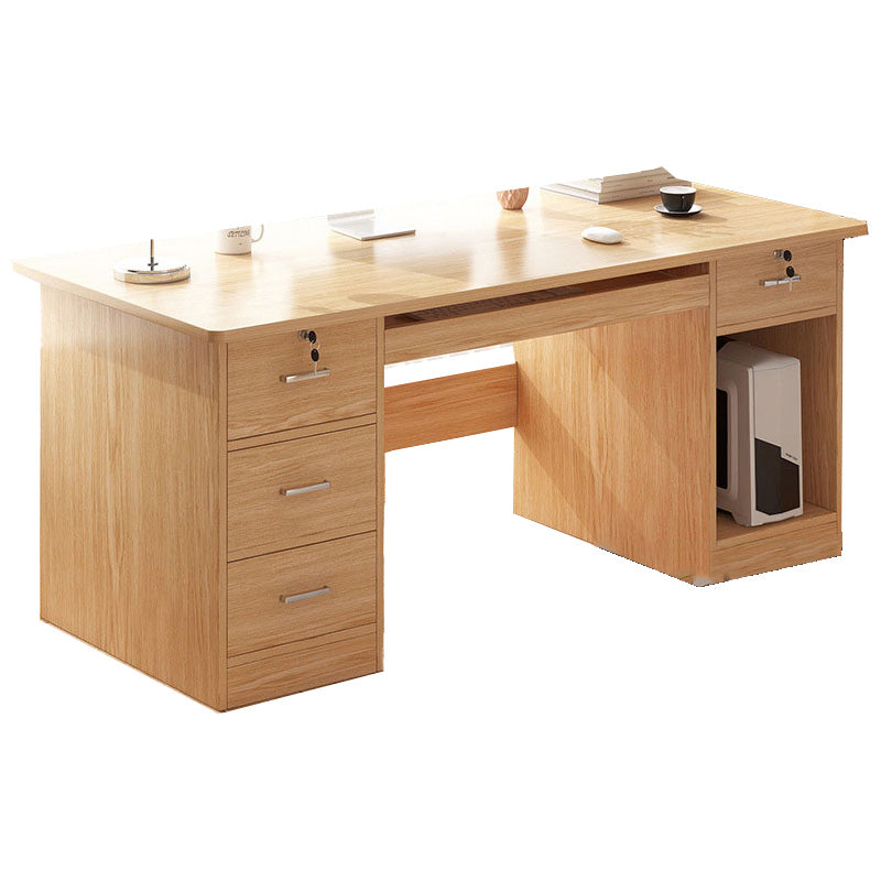 Modern Style Brown Office Desk Wooden Writing Desk with Drawers for Bedroom