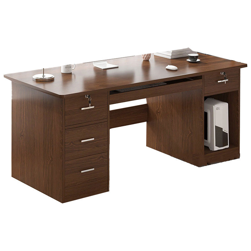 Modern Style Brown Office Desk Wooden Writing Desk with Drawers for Bedroom