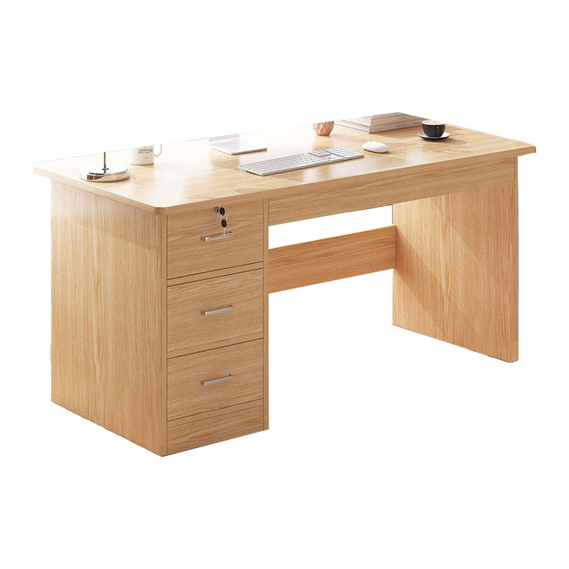 Modern Style Brown Office Desk Wooden Writing Desk with Drawers for Bedroom