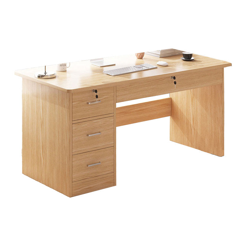 Modern Style Brown Office Desk Wooden Writing Desk with Drawers for Bedroom