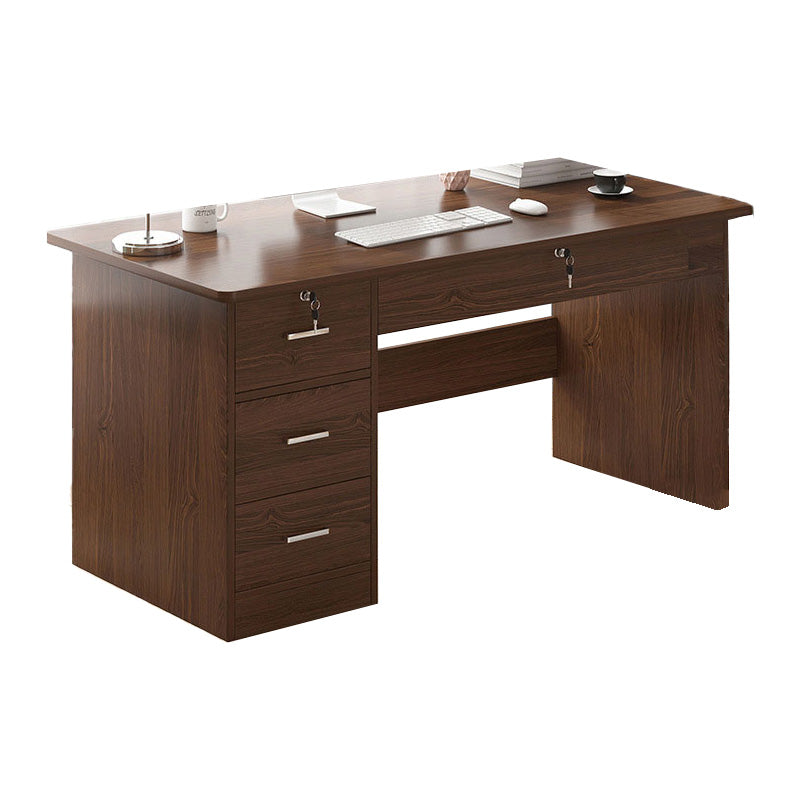 Modern Style Brown Office Desk Wooden Writing Desk with Drawers for Bedroom