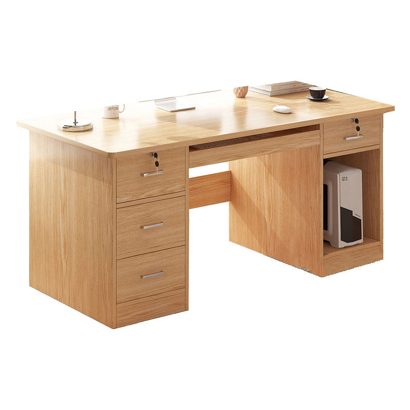 Modern Style Brown Office Desk Wooden Writing Desk with Drawers for Bedroom