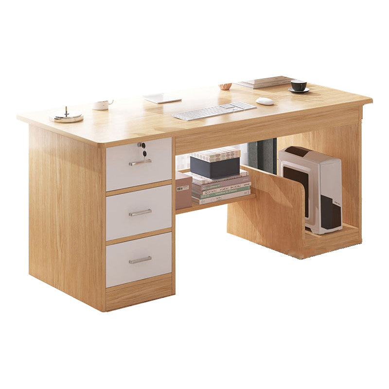 Modern Style Brown Office Desk Wooden Writing Desk with Drawers for Bedroom