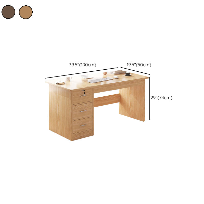 Modern Style Brown Office Desk Wooden Writing Desk with Drawers for Bedroom