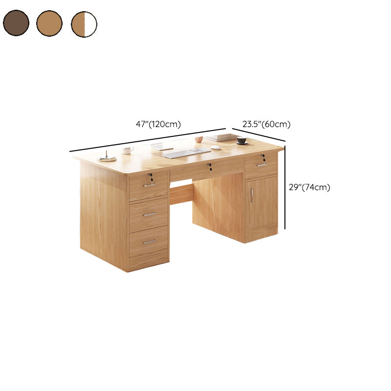 Modern Style Brown Office Desk Wooden Writing Desk with Drawers for Bedroom