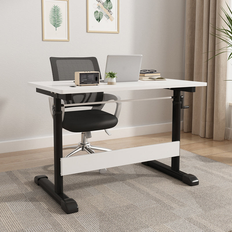 Adjustable Height Home Office Desk T-Shape Base Cable Management Writing Desk