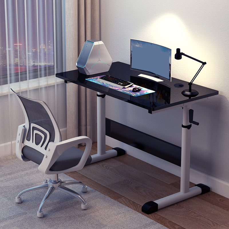 Adjustable Height Home Office Desk T-Shape Base Cable Management Writing Desk