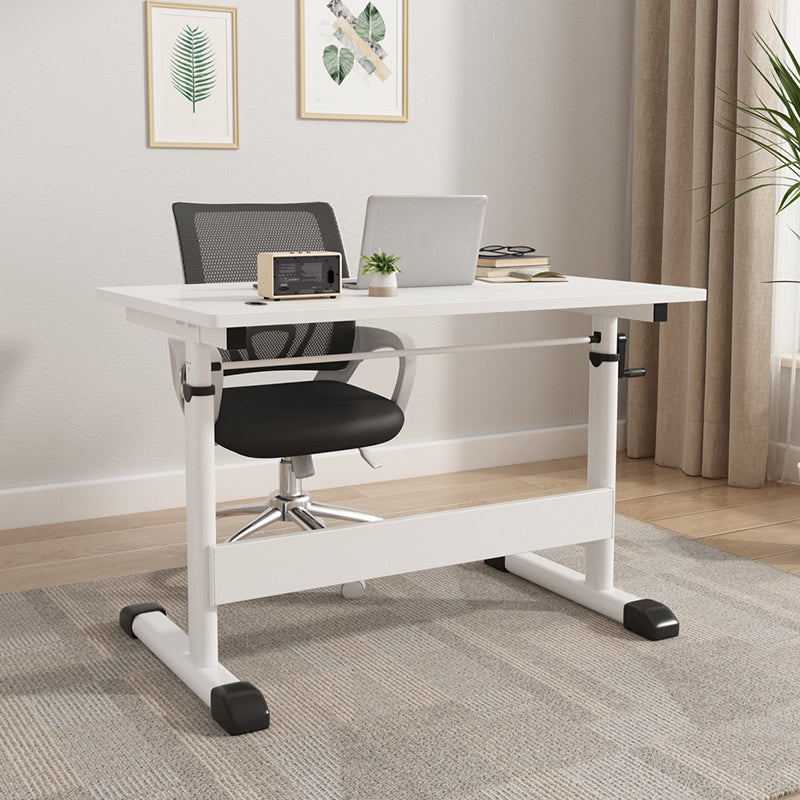 Adjustable Height Home Office Desk T-Shape Base Cable Management Writing Desk