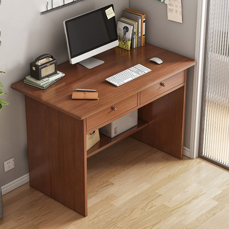 Engineered Wood Writing Desk Contemporary Desk with Storage Shelf and Drawers